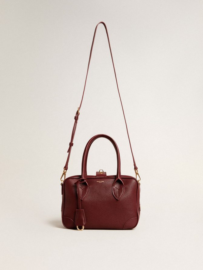 Vita Bag in burgundy sheepskin leather with gold details - Image 2
