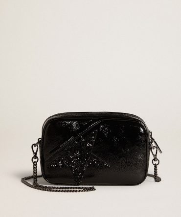 Mini Star Bag in black leather with Swarovski crystal star