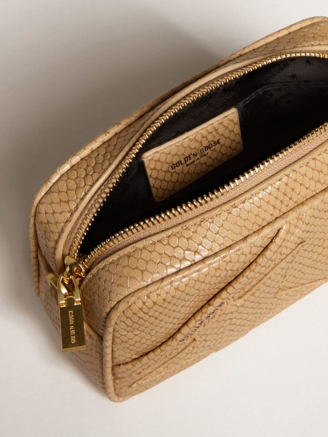 Mini Star Bag in beige snake-print leather - Image 5
