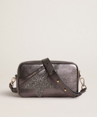 Star Bag in gray metallic leather with Swarovski crystal star