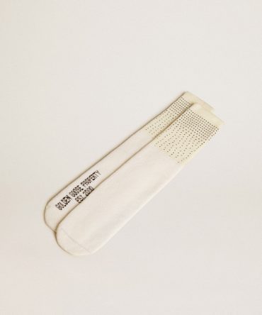 Worn-white socks with applied crystals