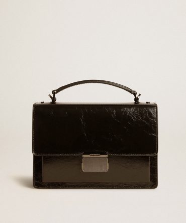 Venezia Bag in black metallic leather with black details