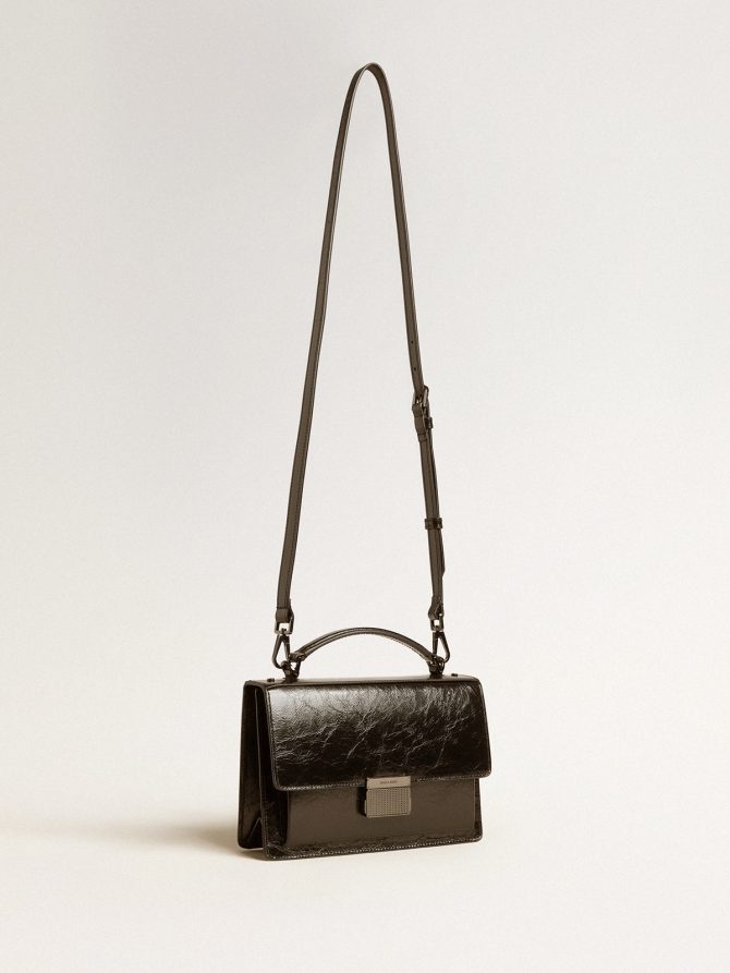 Venezia Bag in black metallic leather with black details - Image 2