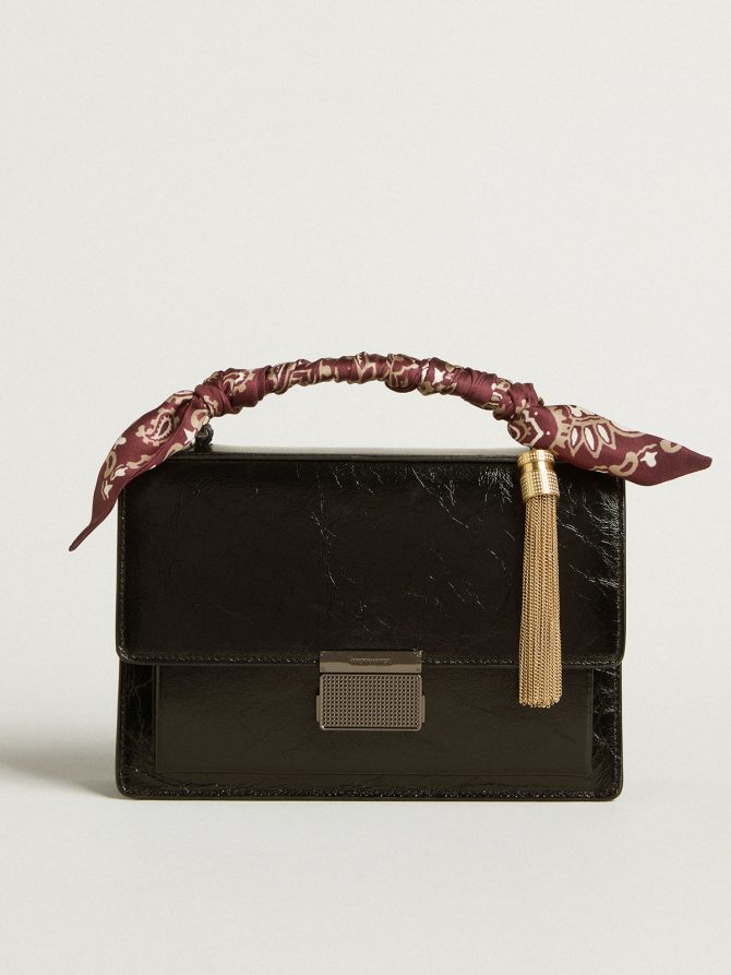 Venezia Bag in black metallic leather with black details - Image 5