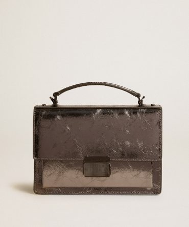 Venezia Bag in anthracite-gray metallic leather with black details