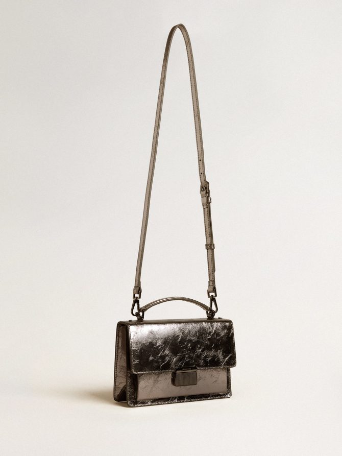 Venezia Bag in anthracite-gray metallic leather with black details - Image 2