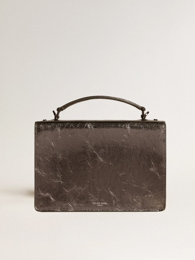 Venezia Bag in anthracite-gray metallic leather with black details - Image 4