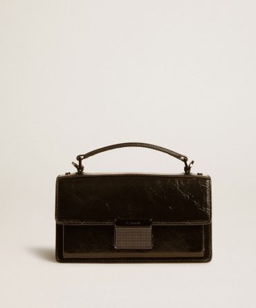 Small Venezia Bag in black metallic leather with black details