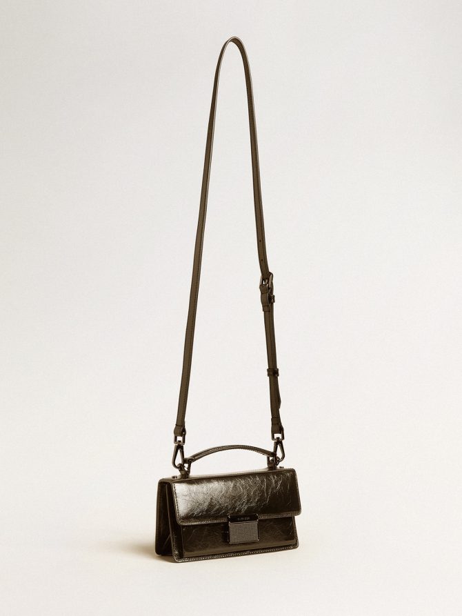 Small Venezia Bag in black metallic leather with black details - Image 2