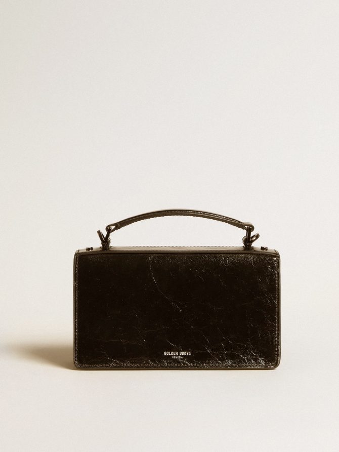Small Venezia Bag in black metallic leather with black details - Image 4