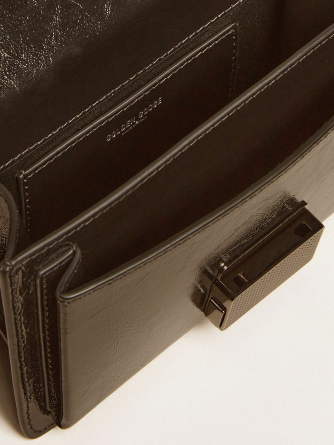 Small Venezia Bag in black metallic leather with black details - Image 5