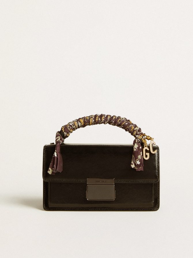Small Venezia Bag in black metallic leather with black details - Image 6