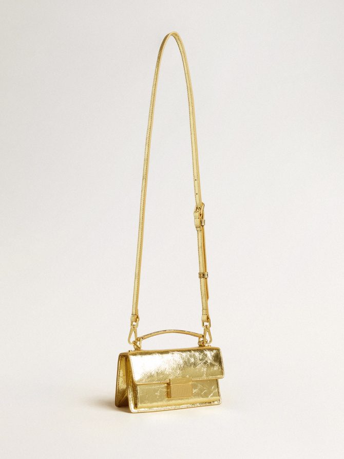 Small Venezia Bag in gold metallic leather with gold details - Image 2