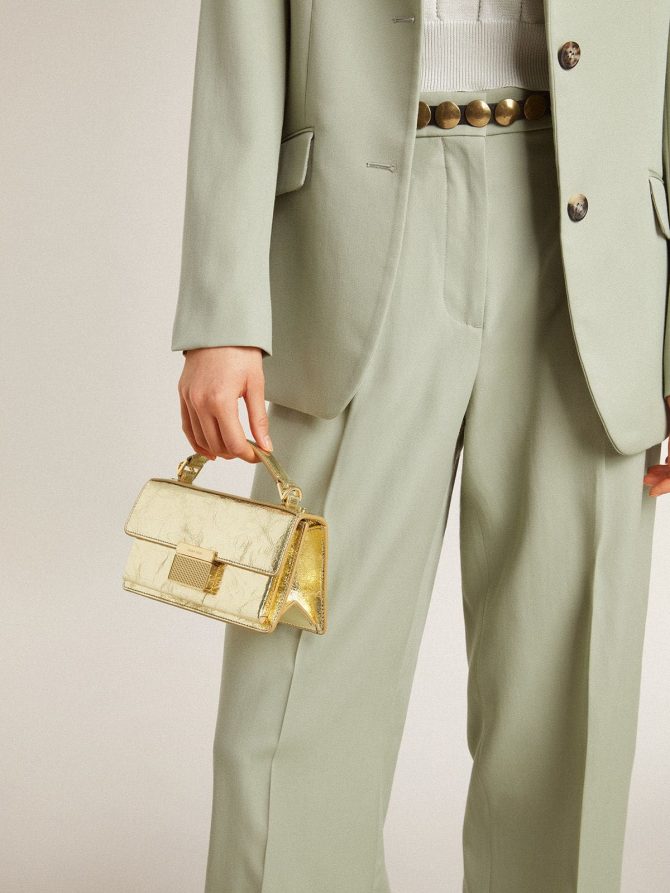 Small Venezia Bag in gold metallic leather with gold details - Image 3