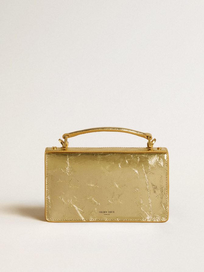 Small Venezia Bag in gold metallic leather with gold details - Image 4