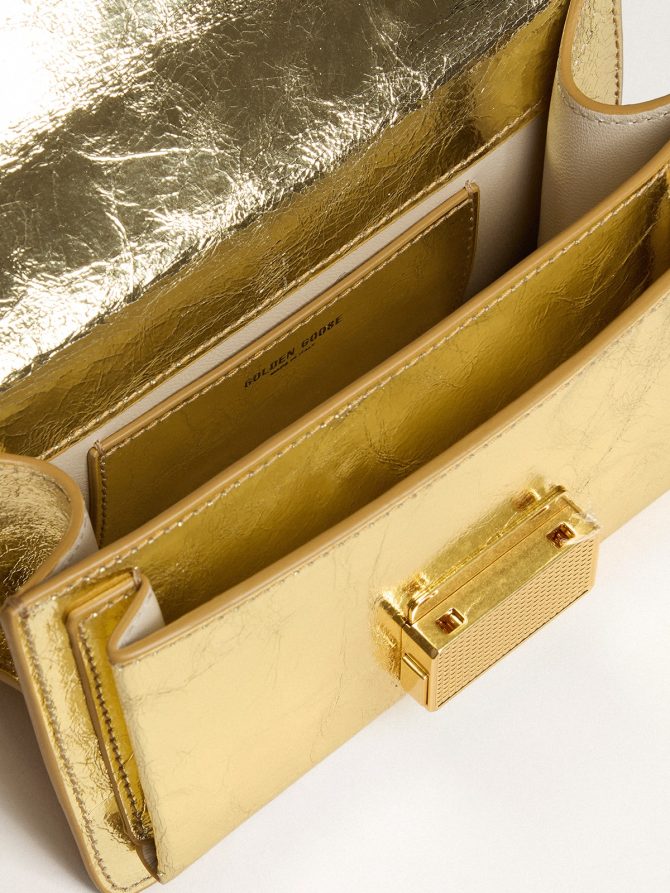 Small Venezia Bag in gold metallic leather with gold details - Image 5