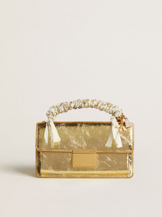 Small Venezia Bag in gold metallic leather with gold details - Image 6