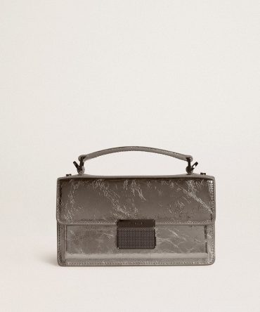 Small Venezia Bag in anthracite-gray metallic leather with black details