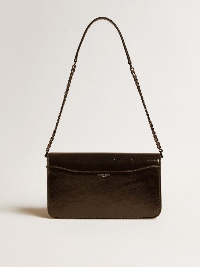 Gioia Bag in black glossy leather with metal details - Image 4