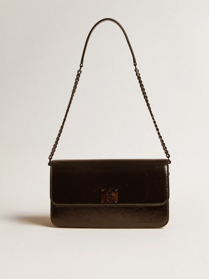 Gioia Bag in black glossy leather with metal details - Image 5