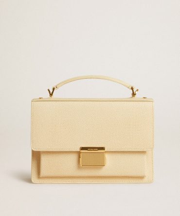 Venezia Bag in beige python-print leather with gold details