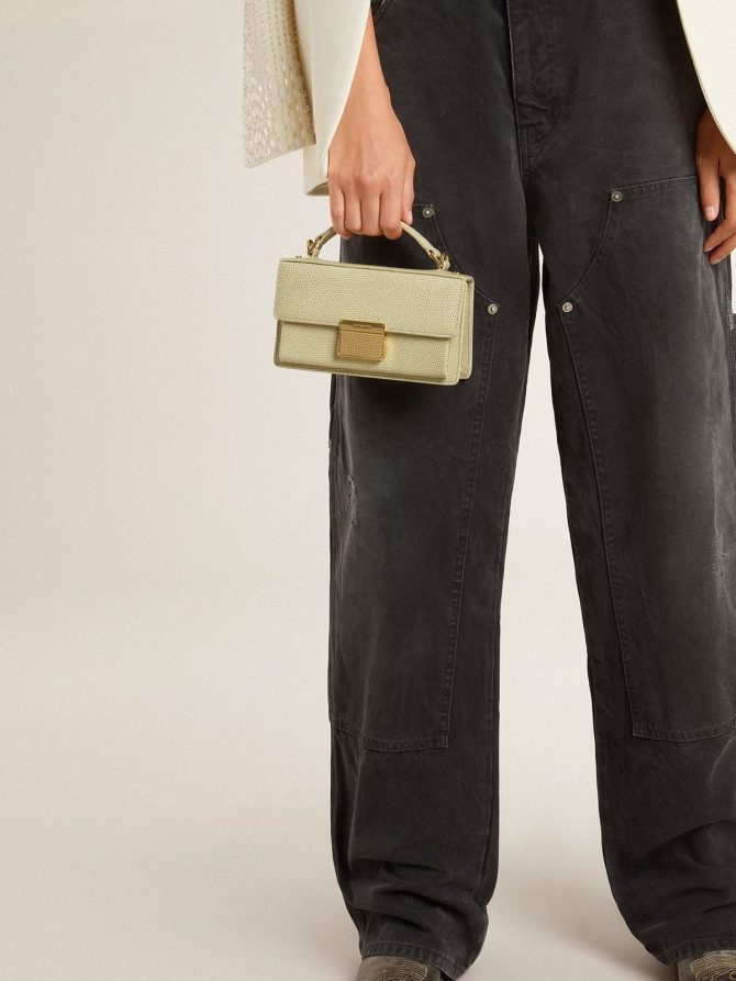 Small Venezia Bag in light green python-print leather with gold details - Image 3