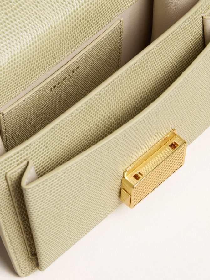 Small Venezia Bag in light green python-print leather with gold details - Image 5