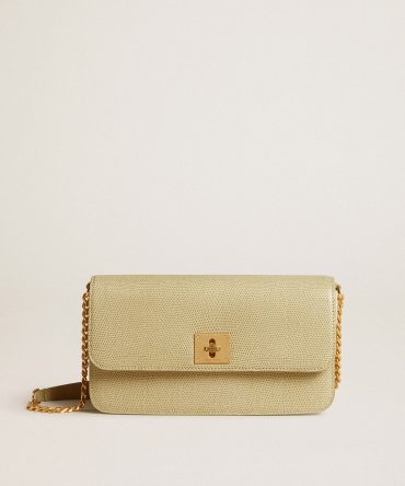 Gioia Bag in mineral-gray sheepskin leather with gold details