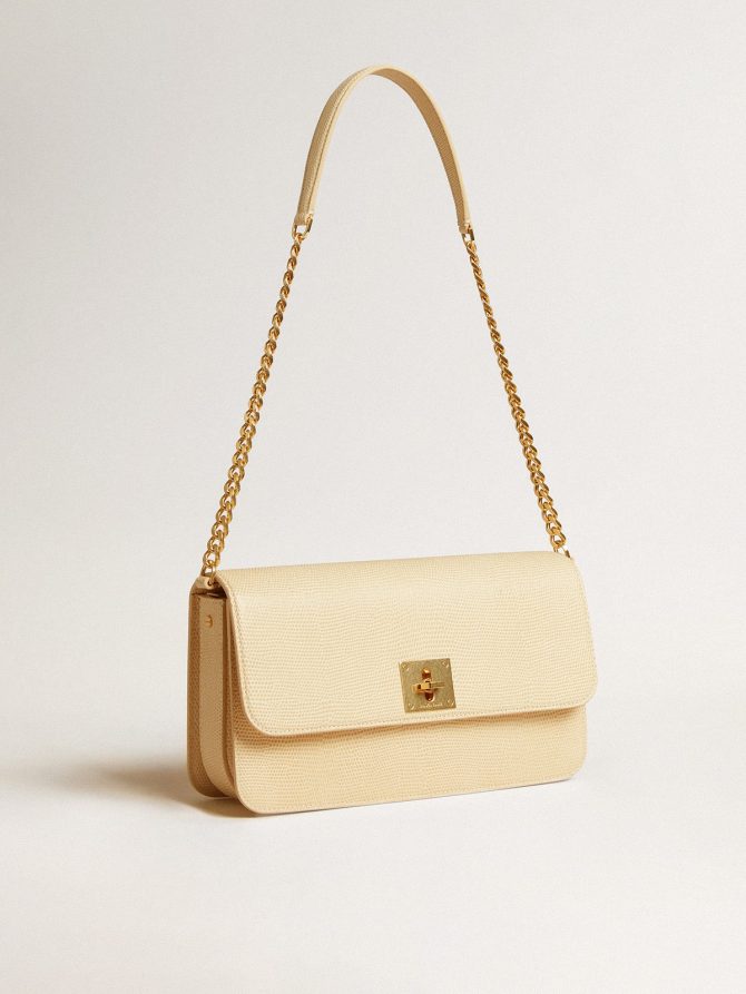 Gioia Bag in vanilla-colored sheepskin leather with gold details - Image 2