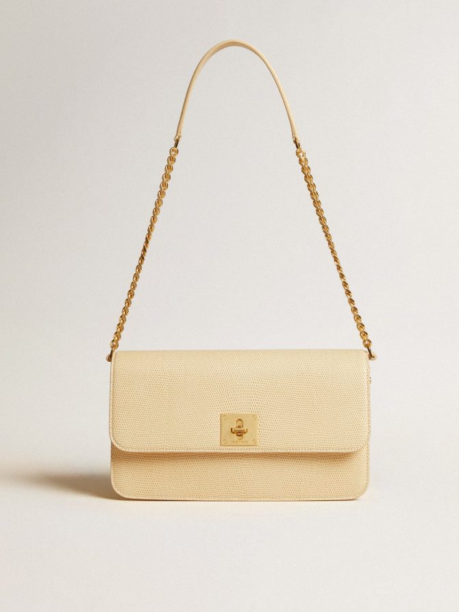 Gioia Bag in vanilla-colored sheepskin leather with gold details - Image 4
