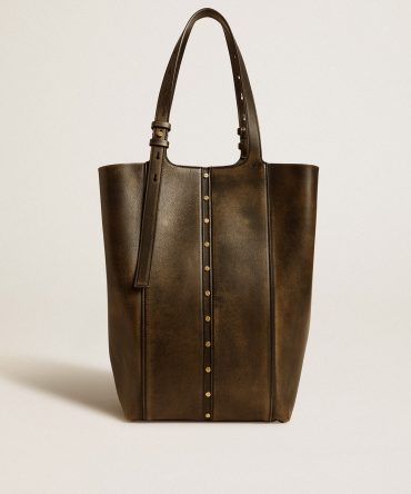 24/7 Bag in black distressed leather with adjustable handles