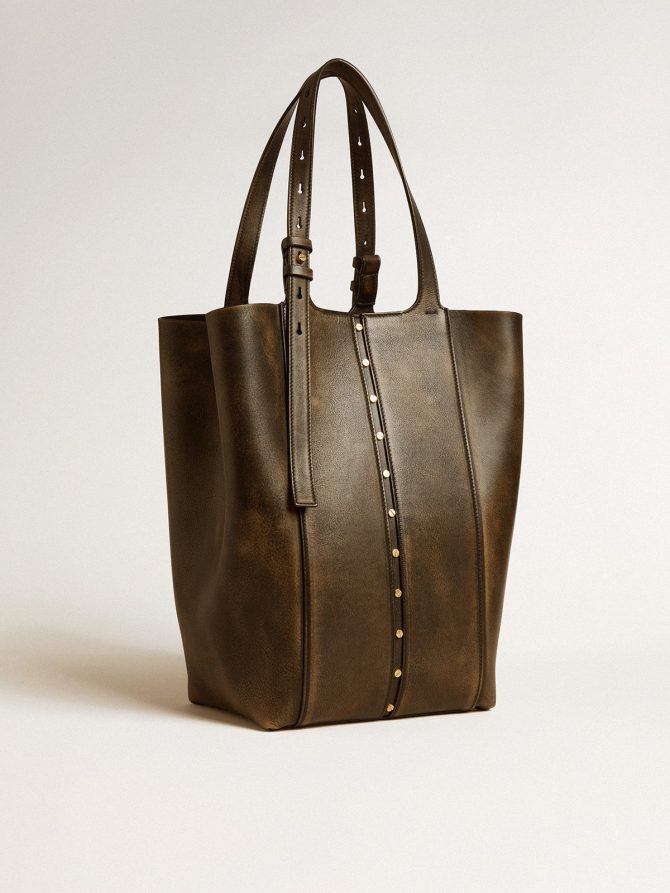 24/7 Bag in black distressed leather with adjustable handles - Image 2