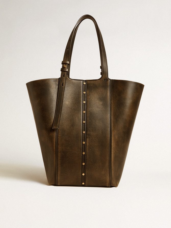 24/7 Bag in black distressed leather with adjustable handles - Image 4