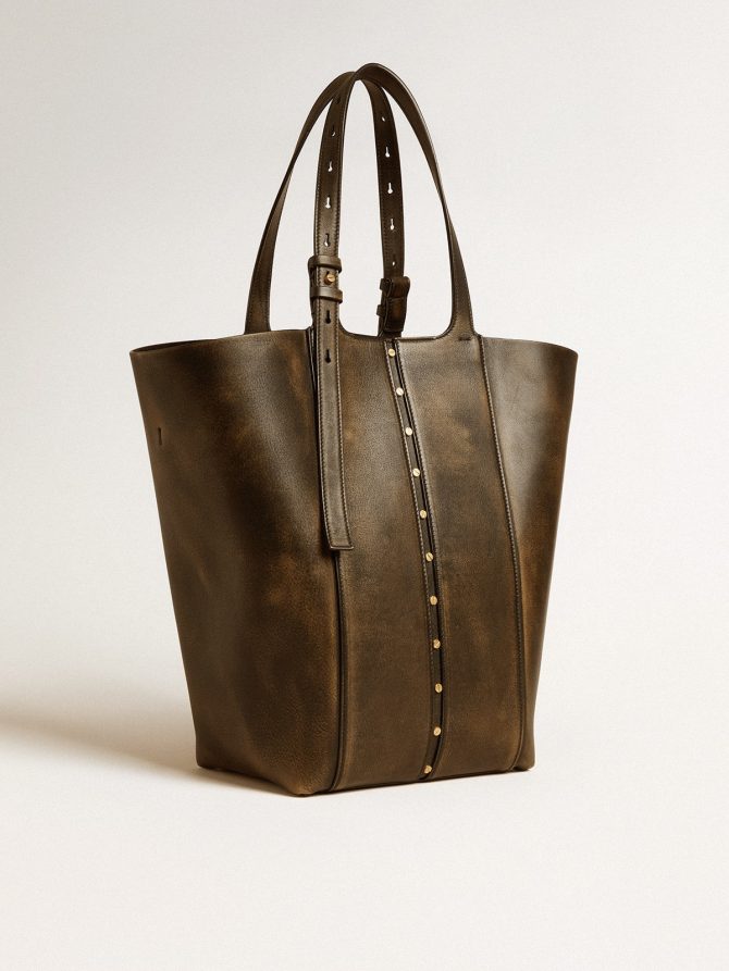 24/7 Bag in black distressed leather with adjustable handles - Image 5