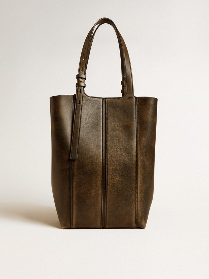 24/7 Bag in black distressed leather with adjustable handles - Image 7