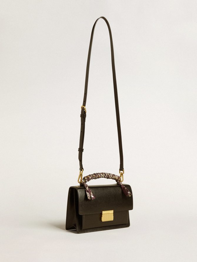 Venezia Bag in black boarded leather with multicolored scarf - Image 2
