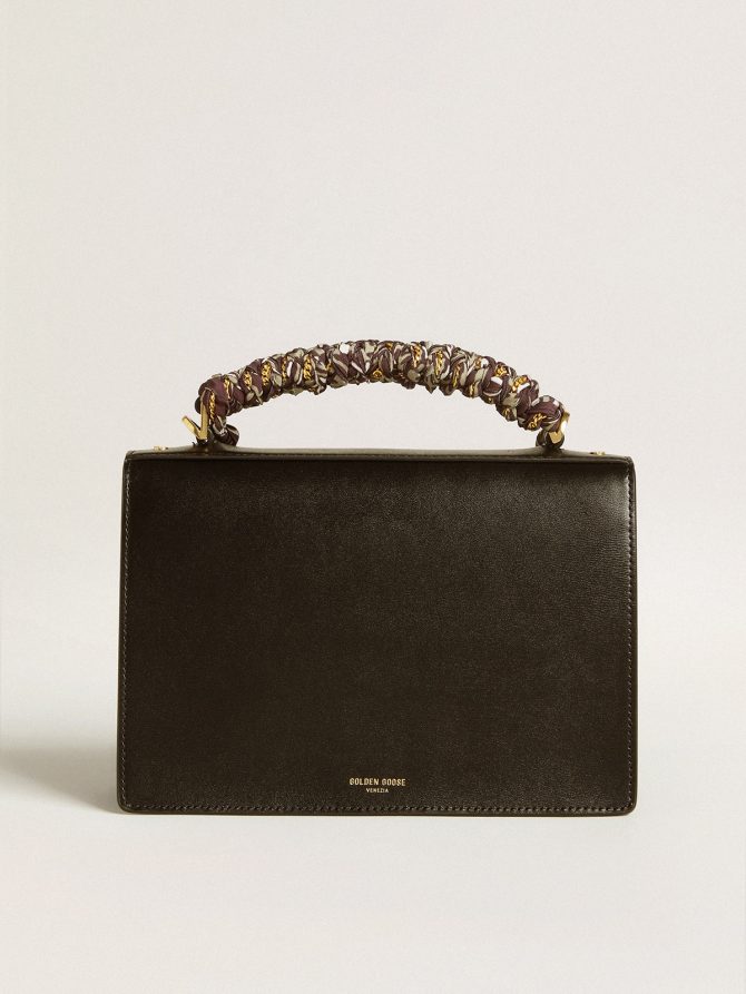 Venezia Bag in black boarded leather with multicolored scarf - Image 3
