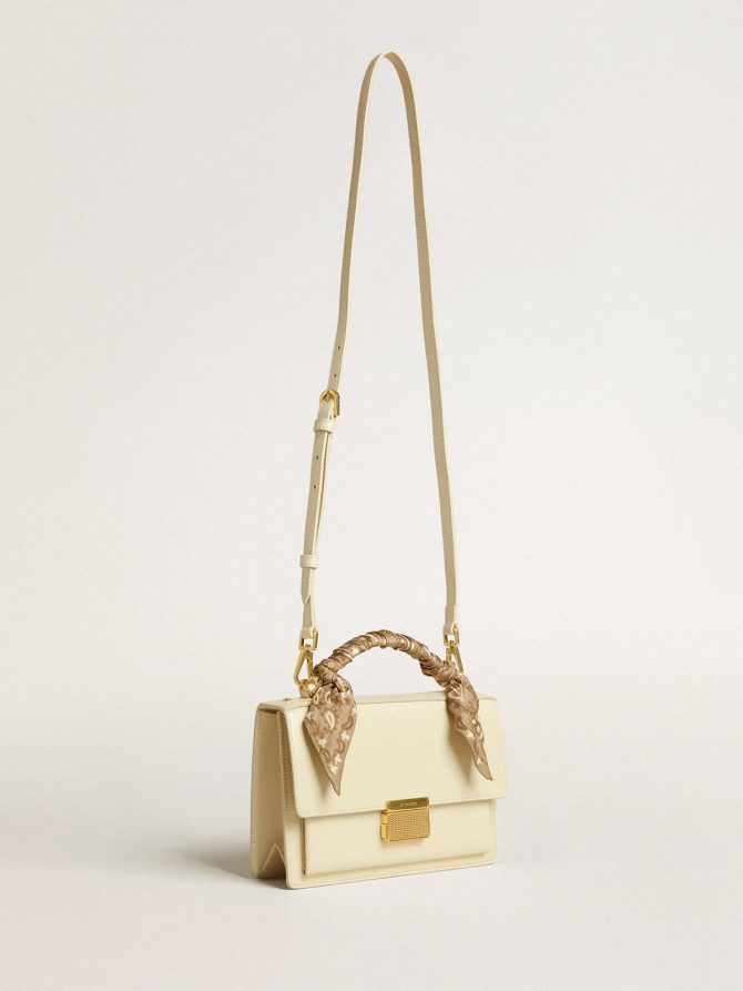 Venezia Bag in butter-colored boarded leather with silk scarf - Image 2