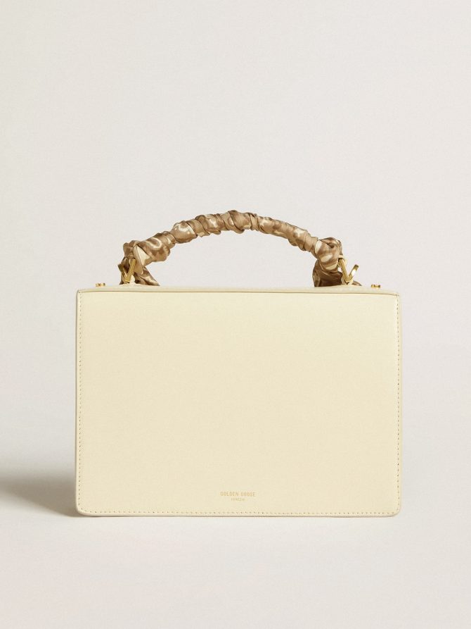 Venezia Bag in butter-colored boarded leather with silk scarf - Image 3