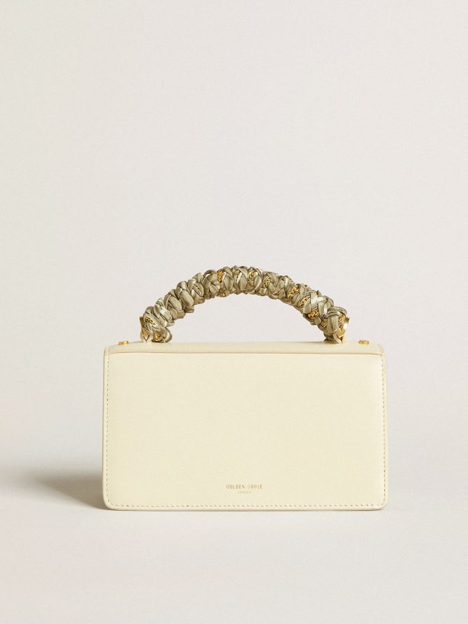 Small Venezia Bag in butter-colored boarded leather with braided scarf - Image 3