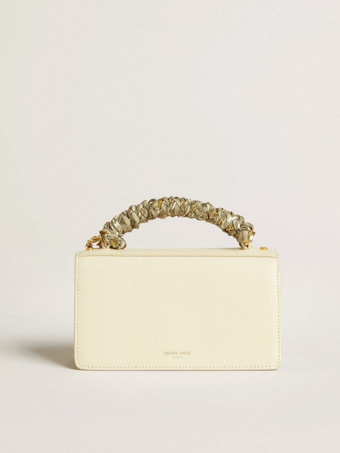 Small Venezia Bag in butter-colored boarded leather with braided scarf and double charm - Image 3