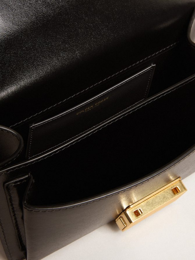 Small Venezia Bag in black boarded leather with silk scarf and charm - Image 4