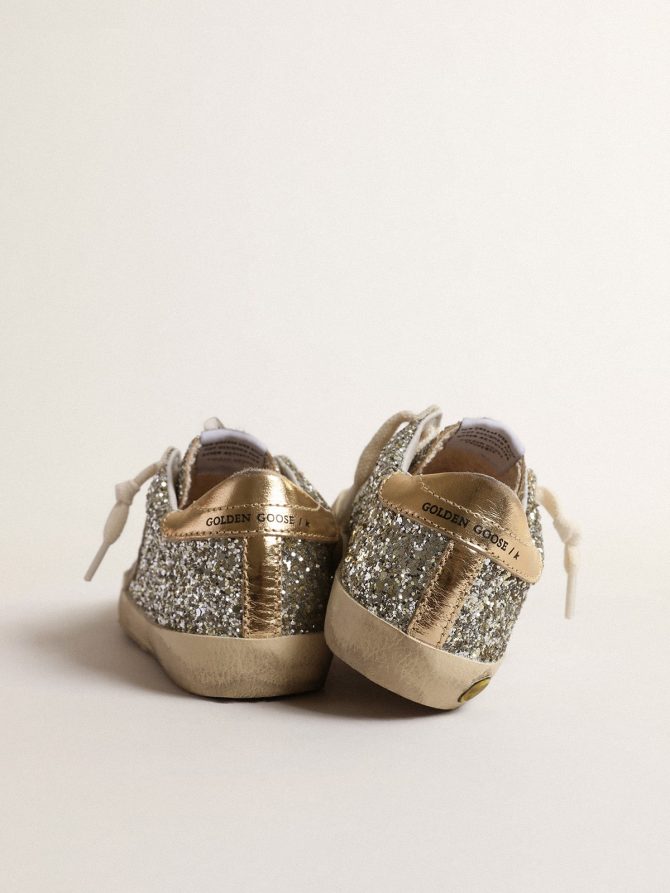 Super-Star Junior in glitter with a suede star and gold heel tab - Image 4