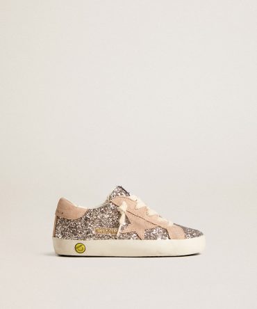 Junior Super-Star in glitter with suede star and heel tab