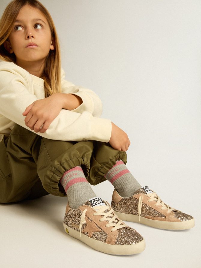 Junior Super-Star in glitter with suede star and heel tab - Image 3