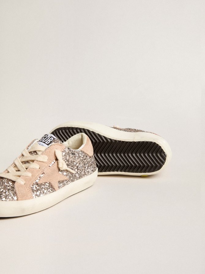 Junior Super-Star in glitter with suede star and heel tab - Image 4