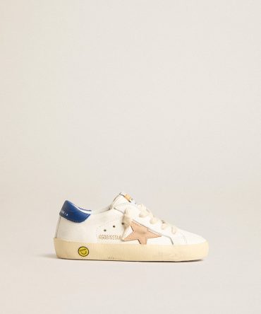 Junior Super-Star in nappa leather with a beige star and blue heel tab