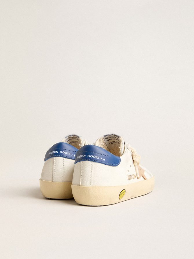 Junior Super-Star in nappa leather with a beige star and blue heel tab - Image 5