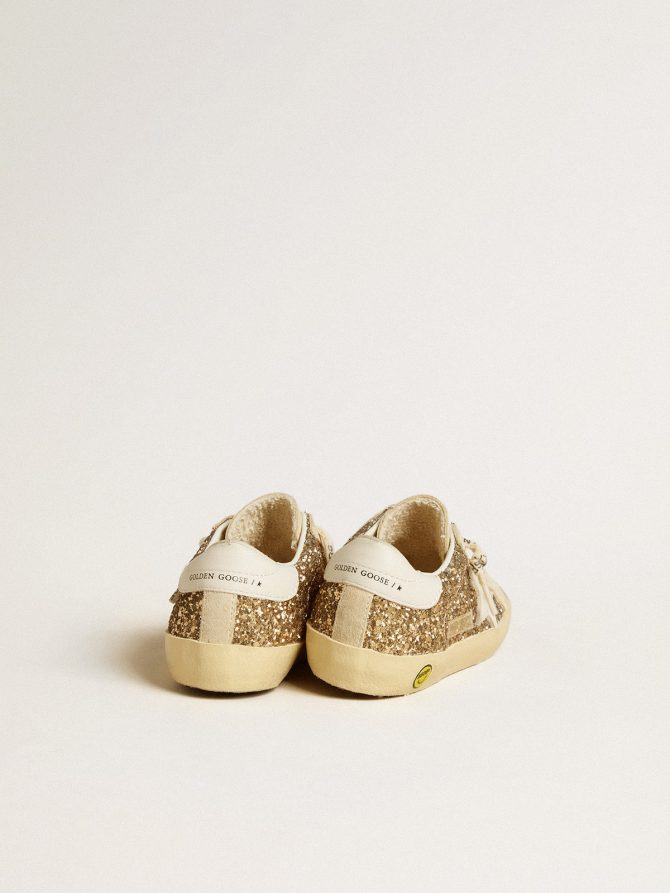 Super-Star Junior in gold glitter with white leather star and heel tab - Image 4