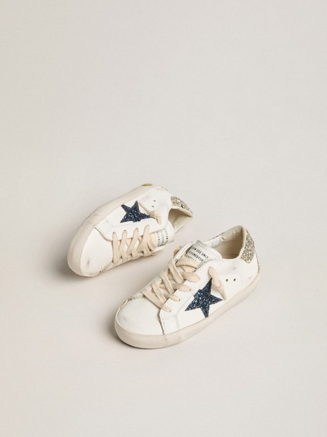 Junior Super-Star in leather with glitter star and heel tab - Image 2